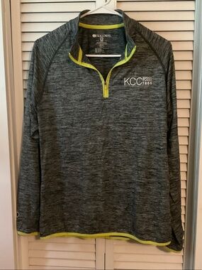 Holloway Women's Heather Gray Quarter-Zip Pullover with Neon Yellow Trim